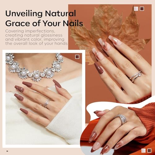 modelones Brown Gel Nail Polish Set 2 Pcs 15 ML Nude Brown - color: A2-Nude Essence