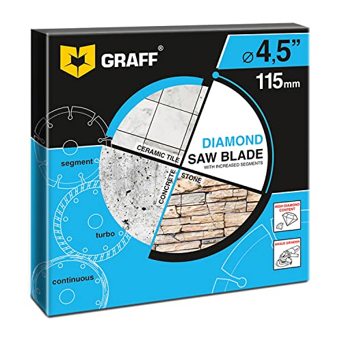 3 PCS 4 1/2 Inch Diamond Blade for Angle Grinder — Diamond Cutting Wheel for Cutting Stone, Marble, Granite, Brick, Masonry, Paving Flag, Concrete — GRAFF - size: Ø Set 4 ½ Inch Segment, style: Diamond Segment Blades