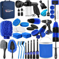 Qydipclin 42Pcs Car Detailing Kit, Car Detailing Brush Set, Car Wash Cleaning Kit, Car Detailing Brushes, Professional Car Care Kit for Interior Exterior Wheels, Blue - size: 42pcs
