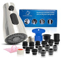 EcoKitchen5Stars Pull-Down Kitchen Faucet Head Replacement, 3-Function Sprayer, G1/2 Thread (13/16 in OD) with 15 Adapters, for Standard Threaded Hoses, Not for Magnetic Dock Faucets, Chrome - color: Chrome