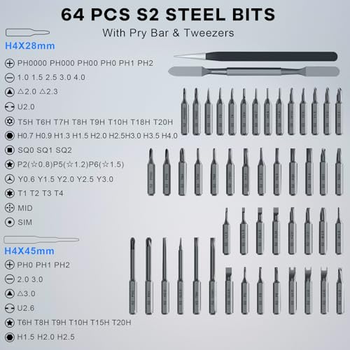 68 in 1 Mini Electric Screwdriver, Precision Electric Screwdriver Set with Magnetic Bits, Rechargeable Portable Screwdrivers - Cordless Power Repair Tool Kit for PCs and Electronics