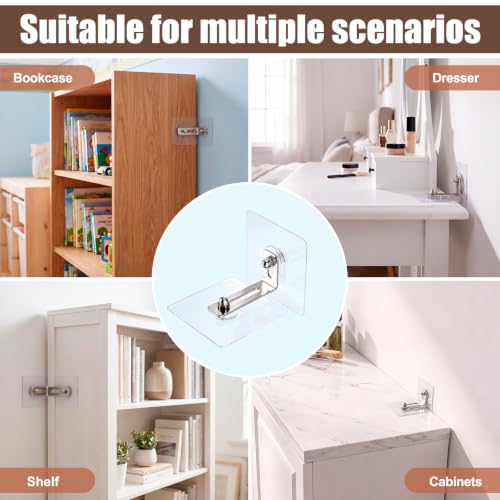 10 Pack Furniture Anchors for Baby Proofing, Furniture Wall Straps - color: Transparent Silver Furniture Anchors - 10 Pack