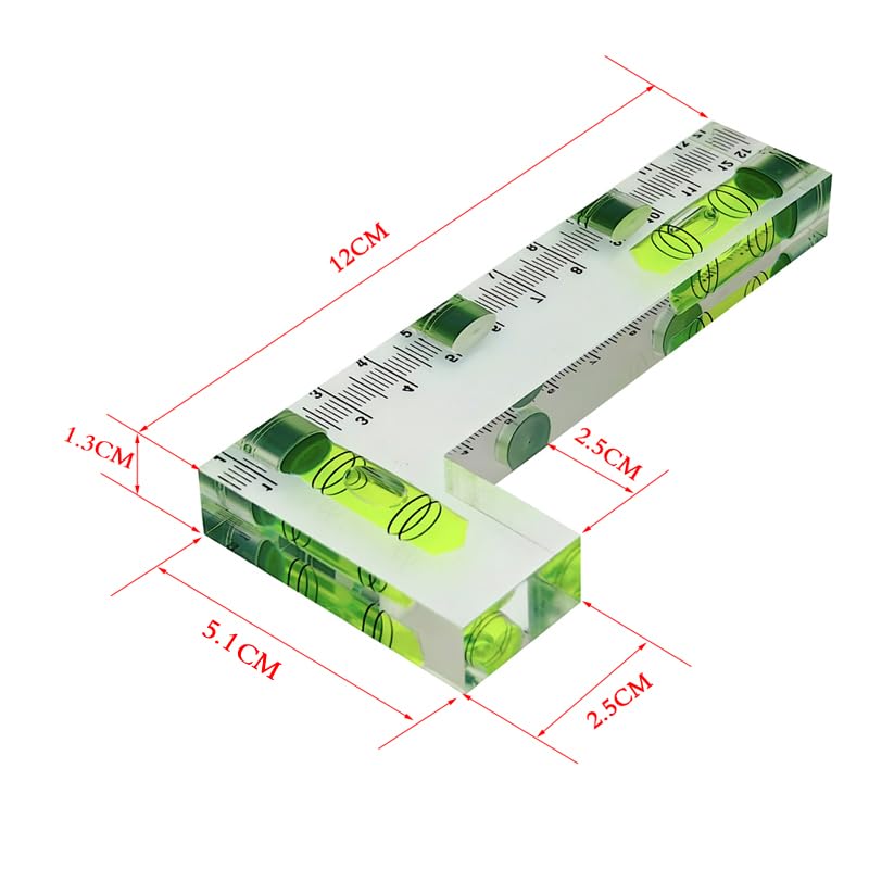 Transparent acrylic T-shaped integrated level with printed scale, high-precision bubble level, 120 * 51 * 13mm (L-shaped) - color: L-shaped