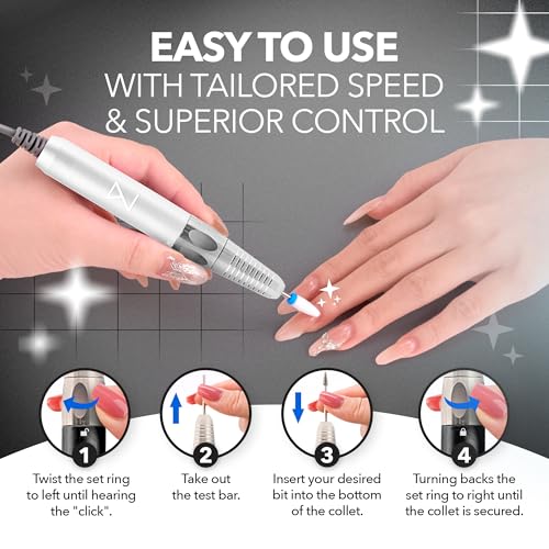 M Max Nail Drill, Brushless 2-in-1, 35000 RPM, Cordless | White - size: Standard - White