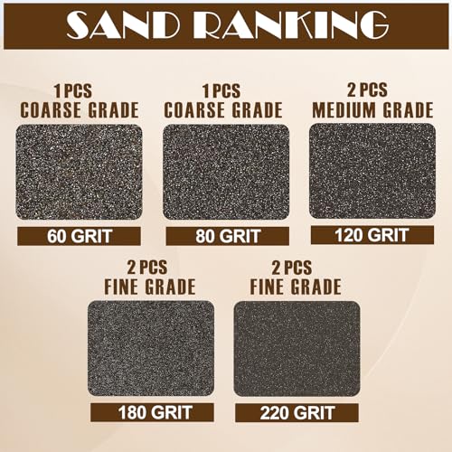 8pcs Sanding Blocks Assortment Kit, Sponge Sand Block Washable and Reusable, Wet & Dry Sandpaper Block - 60/80 Grit x 1pcs, 120/180/220 Grit x 2pcs - size: 60/80/120/180/220 Grits