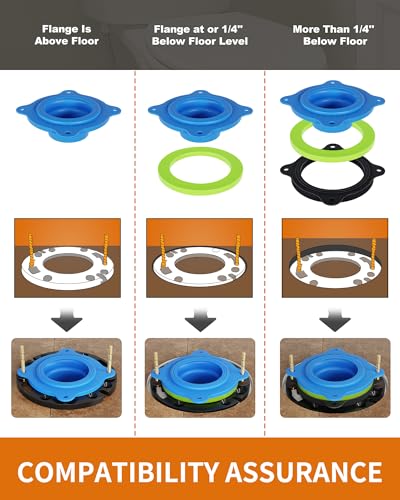 Elastic Wax Ring Toilet Flange Repair Kit for 3" & 4" Pipes, Universal Fit - style: Elastic Wax Ring Flange Kit Blue