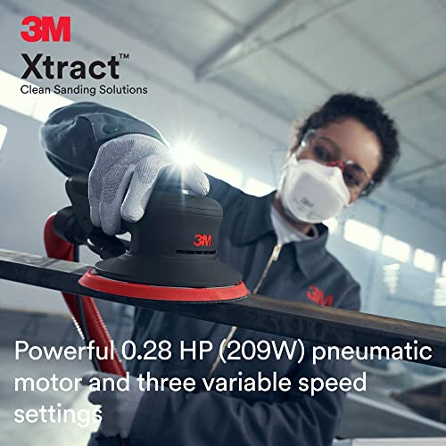 3M Xtract Pneumatic Random Orbital Sander, 88946, 5 in - size: 5 in, 3/16 in Orbit, style: Self-Generated Vacuum