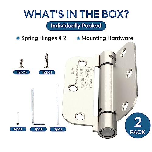 2 Pack 3.5 Inch Self Closing Door Hinges, Satin Nickel - color: Satin Nickel, size: 3.5" (2 Pack)