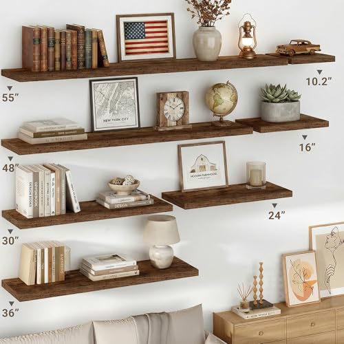 Vivelove 10 in Deep Floating Shelves 16” Set of 2, Rustic Brown - color: Rustic Brown, size: 15.7”wx10.2”dx1.5”h