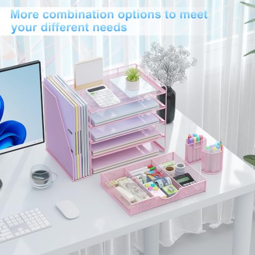 gianotter 5-Tier Desk Organizer with Drawers and File Holders - color: Pink, size: 5T