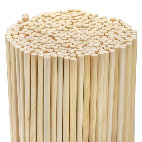 Cididu 300 Pcs Wooden Dowel Rods, 1/4 x 14 Inch Round Wooden Sticks Craft Sticks, Unfinished Natural Bamboo Sticks for Christmas Gift, Thanksgiving, Crafts Arts and DIYers (Pack of 2) - size: 14 inches x 0.25 inches (Pack of 2)