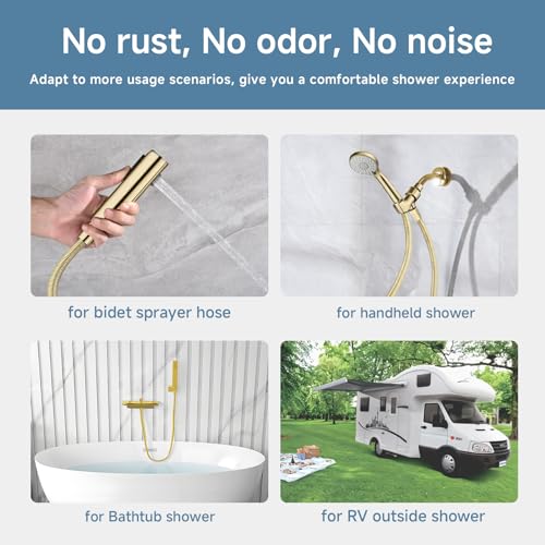 23 Inches 304 Stainless Steel Shower Hose Extra Short Gold - color: Gold, size: 23 Inches