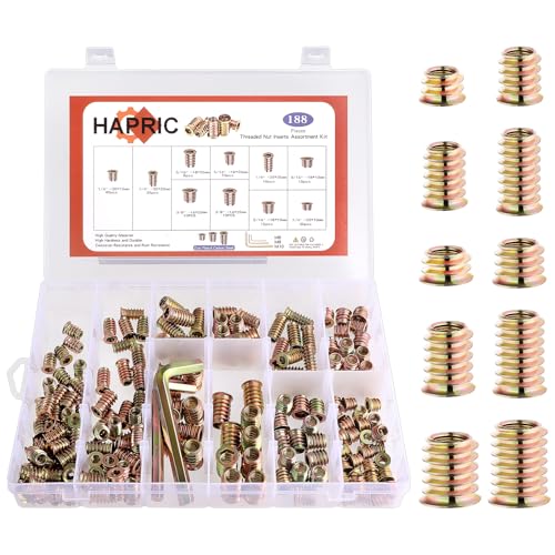 191 Pcs Threaded Inserts for Wood with Hex Wrench, 10 Sizes