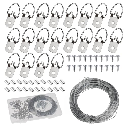 Picture Hanging Wire Kit D Rings Picture Hardware with Screws - size: size_2