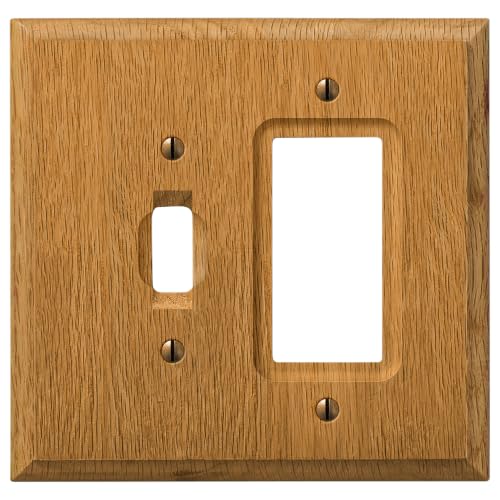 AMERELLE 4025TR Traditional Single Toggle/Single Rocker Wood Wallplate in Light Oak - size: Single Toggle / Single Rocker