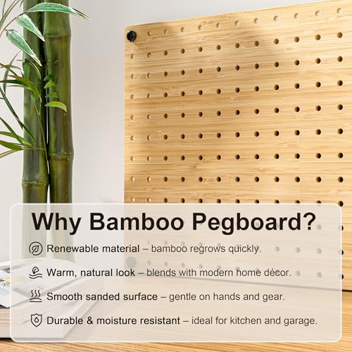 VOIMO Bamboo Pegboard Organizer Set, 6 Panels (16"x12") - size: 16'' X 12'' (6 Panels)