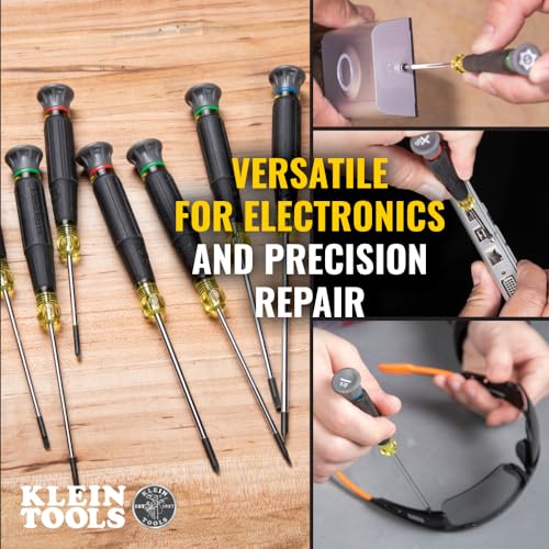 Klein Tools 85617 Mini Precision Screwdriver Set, Slotted, Phillips, TORX, Cushion-Grip Handles, Ideal for Terminal Blocks, Electronics - style: 8-Pc Phillips + Slotted + Torx Kit