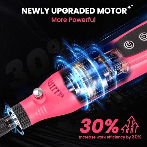 HARDELL Mini Cordless Rotary Tool, 43pcs Lightweight Rotary Tool Kit - color: Pink