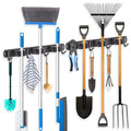 ZONGOOL 2 Pack Mop Broom Holder Wall Mount 3 Racks 4 Hooks Storage Black - color: Black, size: 2Pack 3R4H