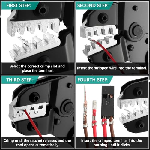 SN-2549 Dupont Crimper, 1290PCS 2.54mm Dupont Connector Kit with Ratcheting Open Barrel Terminal Crimping Tool, 28-18 AWG, White & Black Housings, Male Female Terminals, Headers & Ribbon Cable - color: 1290pcs