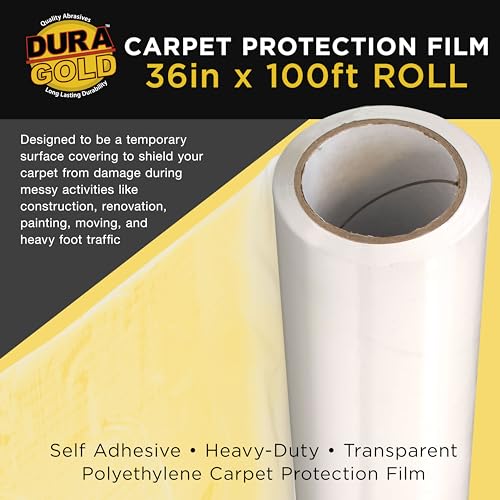 Dura-Gold Carpet Protection Film, 36-inch x 100-foot Roll, Clear Plastic - size: 36-inch-x-100-feet