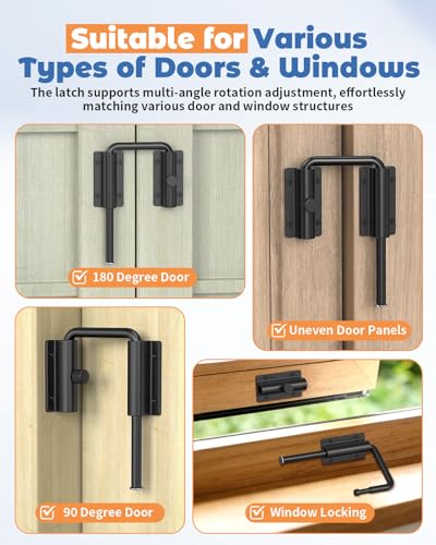 Sliding Door Loop Lock, Security U-Bolt Locks, Black-2PCS - color: Black-2PCS