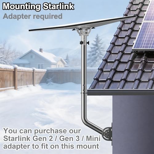 53" Heavy Duty Adjustable Antenna Wall Mount – 430 Stainless Steel J-Pole Solid Mast Bracket for Starlink (Adapter Required), TV Antennas, Weather Stations – 1.38" OD Pivot Base (Silver) - color: 53‘’ Long Wall Mount Silver