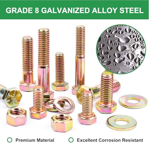 Foliv 566pcs Upgraded Grade 8 Bolt Assortment Kit, Including 1/4-20 5/16-18 3/8-16 Bolts Nuts Washers - size: 566pcs Grade 8 bolts 1/4-20 5/16-18 3/8-16
