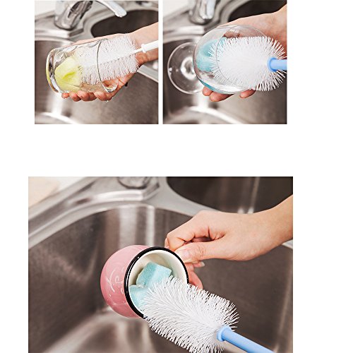 2 Pack Long Bottle Cleaning Brush for Long and Narrow Neck Beer, Wine, Kombucha, Bottles,Nalgene, Pitcher, Carafe, Glass Jars, Brewing Bottle Cleaner,Easy to Clean Corner, 15 to18.5 inch