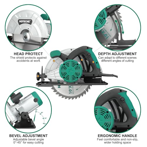 Hoteche 10-Inch Compact Portable Table Saw with Saw Blade for Desktop Use - size: 10-Inch