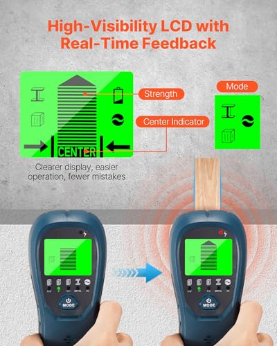 VEVOR Stud Finder Wall Scanner, 5 in 1, Electronic Wall Stud Detector with Smart Sensor, High-Definition LCD Display and Audio Alarm, for the Center and Edge of Metal, AC Wire, Joists, Pipes, Blue