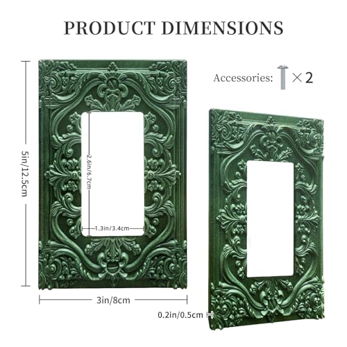 Decorative Outlet Covers Green Flower Elegant 3D Floral Embossed 1 Gang Rocker Light Switch Cover Plate Single Decora Light Switch Covers Wall Plate Faceplate for Bedroom Home Decor - color: Green, size: 1-Gang Rocker/5 x 3 IN