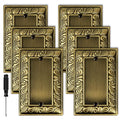 6 Pack Antique Brass Decorative Single Blank Outlet Covers Wall Plates - size: 1 Gang Single Blank