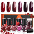 modelones Nail Polish Set, 6 Colors Red Burgundy Cat Eye Nail Polish - color: A2 Dark Red