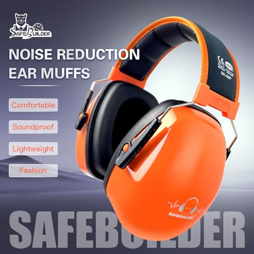 SAFEBUILDER Ear Protection Ear muffs Noise Reduction NRR 28dB Adjustable Hearing Protection for Working Mowing SK-06P - color: Orange