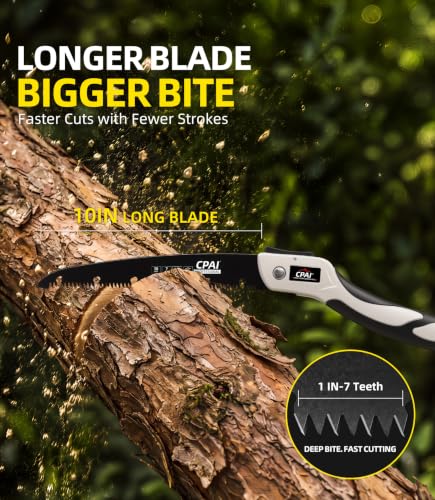 10-Inch Folding Saw, 7 TPI SK5 High-Carbon Steel Pruning Saw