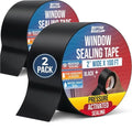 Window Sealing Tape Black 2-Pack, 2 Inch x 100 FT Per Roll, Weather Seal - color: Black, size: 2 Pack