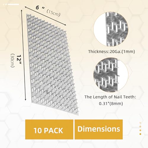 10 Pack 6x12 inch Truss Mending Plate Fits for 8mm Nail Teeth - size: 6x12 inch