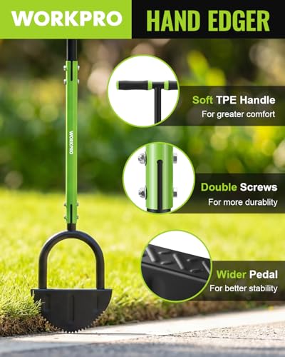WORKPRO 40-Inch Edger Lawn Tool, Half Moon Saw Tooth Lawn Edger