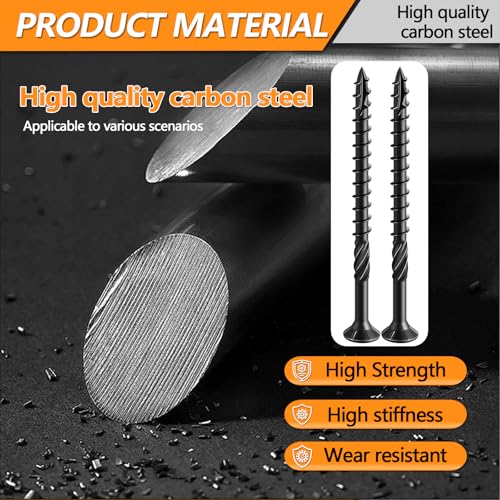 #8#10 Wood Screws Kit, 6 Sizes (1-1/4", 1-5/8", 2", 2-1/2", 3", 3-1/2") - color: Black