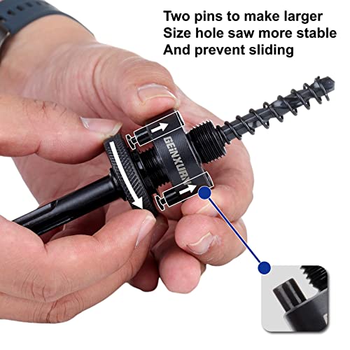 GEINXURN SDS-Plus Hole Saw Mandrel, Include 2Pcs Hole Saw Arbors with 3Pcs 1/4 Inch HSS(M2) Central Drill/2PCS Hex wrench/2Pcs Spring - size: GHSM007SDS