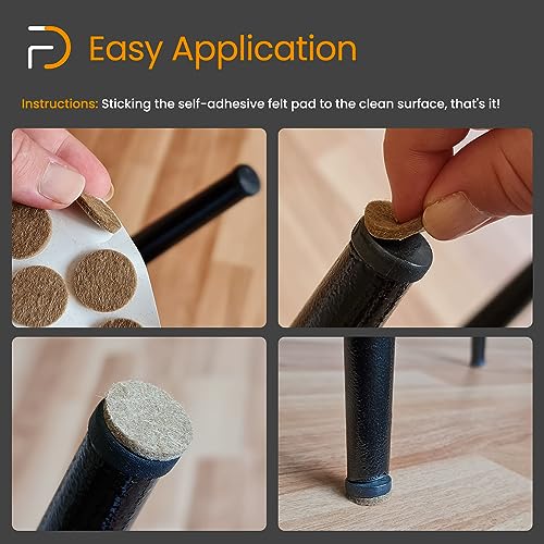 Furndiy Felt Furniture Pads for Hardwood Floors, Self-Adhesive Felt Pad for Chairs & Seat Legs, Easy Slide, Anti Scratch, Noise Stopper, Bumper & Buffer, Floor Protection - 1.3" x 18Pcs - size: 1.3" x 18Pcs
