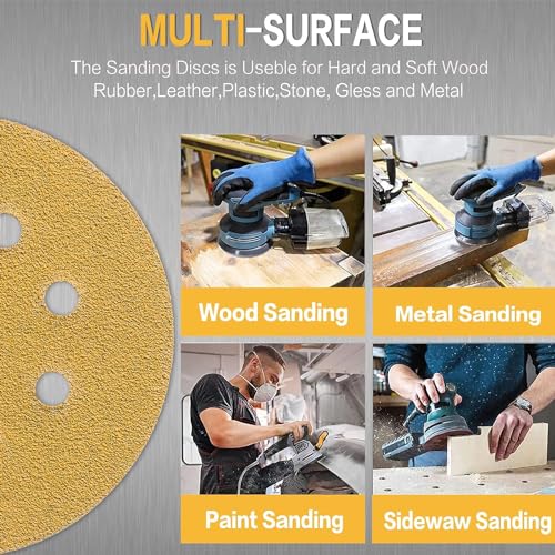 110PCS 5 Inch Sanding Discs Random Orbit Sander Premium Sandpaper - style: Advanced Aluminum Oxide