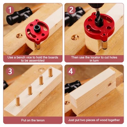 Self Centering Doweling Jig, Dowel Drill Guide 3/4/5/6/7/8/9/10mm Handheld Drill Guide for Straight Holes Wood Panel Hole Puncher Locator Center Finder Woodworking Joints Tool