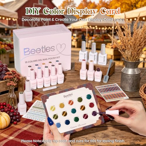 Beetles Fall Gel Nail Polish Kit With Cat Eye Colors, Base & Top Coat - color: A-Mixed Finishes | Nature Bazaar