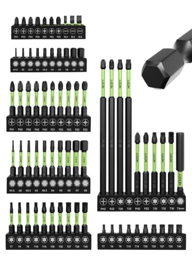 Impact Screwdriver Bits Set Magnetic Mixed,70PCS Insert Driver Bits Includes Various Sizes and Lengths,S2 Alloy Steel with 75mm Extension Bars - size: Bulk-70PCS