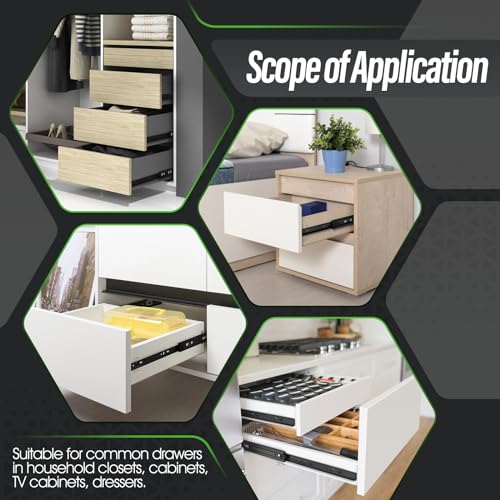 10 Pairs Full Extension Drawer Slides 16 inch Side Mount Rails - color: Black, size: 16 Inch