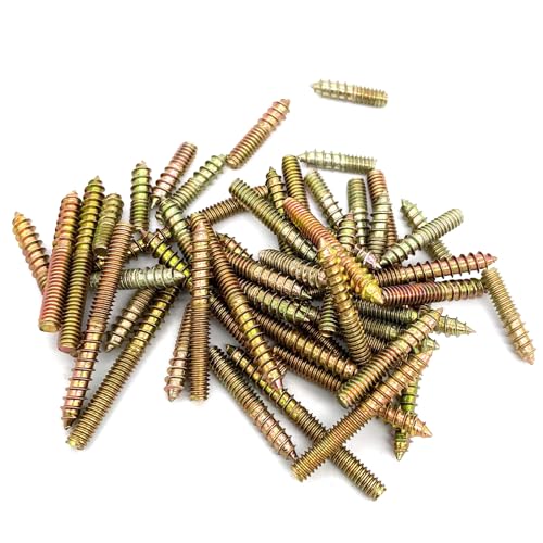 50 Pack Assorted Hanger Bolts Kit - 5 Sizes (5/32-32", 8/5, 3/4, 1, 1-1/4, 1-1/2") - Double Headed Bolts, Wood Dowel Screws - size: 5/32-32"-5 Size-50PCS