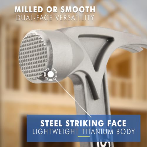 ESTWING Titanium Hammer, 13oz Professional Hammer, Milled Face Black, TIBKM - color: Black, size: Milled Face