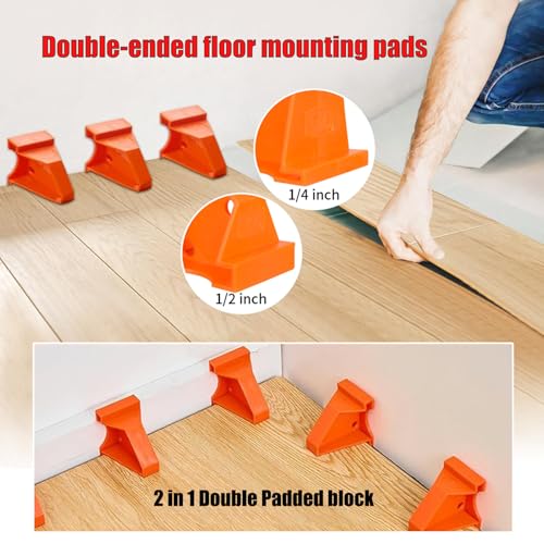Laminate Wood Flooring Installation Kit, Vinyl Flooring Tools with Spacers, Tapping Blocks, Heavy Duty Pull Bar, Reinforced Double-Faced Mallet Non-Slip Soft Grip (65pcs-Set)